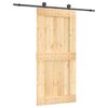 vidaXL Slīdo&scaron;ās durvis Dabiska un melna 95 x 210 cm Cieta priedes koks