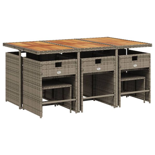 vidaXL 11-daļīgs dārza mēbeļu komplekts ar matračiem, PE rotangpalma