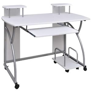 vidaXL datorgalds, balts, 110x52x88,5 cm, inženierijas koks