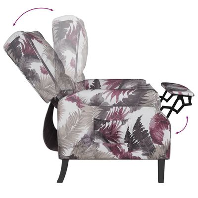 vidaXL atpūtas krēsls, atgāžams, ziedu raksts, audums