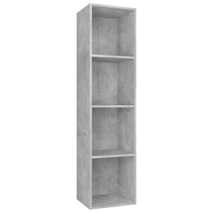 vidaXL grāmatu plaukts, 36x30x143 cm, betona pelēks, inženierijas koks