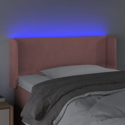 vidaXL gultas galvgalis ar LED, 93x16x78/88 cm, rozā samts