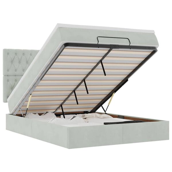 vidaXL Osmaņu gulta ar matračiem, gai&scaron;i pelēks, 140x200cm, samts