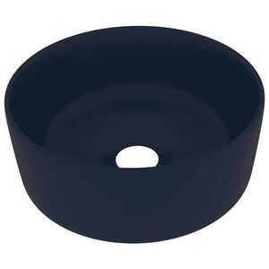 vidaXL izlietne, apaļa, 40x15 cm, matēta tum&scaron;i zila keramika