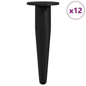 vidaXL Mēbeļu kājas 12 pcs Melna &Oslash; 40 x 98 mm Dzelzs