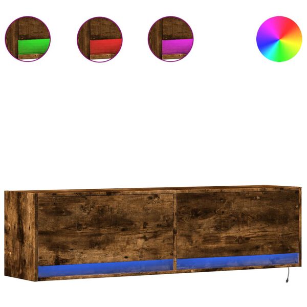 vidaXL TV sienas skapītis ar LED lampiņām, ozola krāsa, 140x31x38 cm