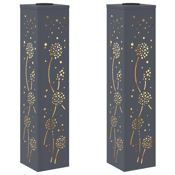 vidaXL Saules LED ceļa gaisma 2 pcs Antracīts Auksti velmēts tērauds