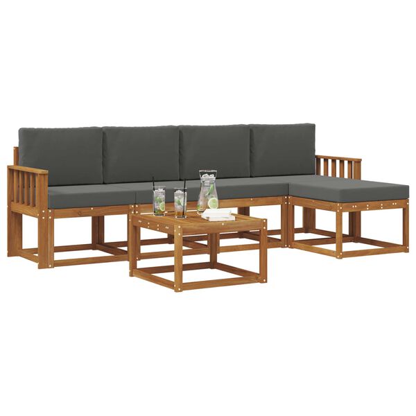 vidaXL Āra dīvānu komplekts ar spilvenu 6 pcs Dabisks un antracīts