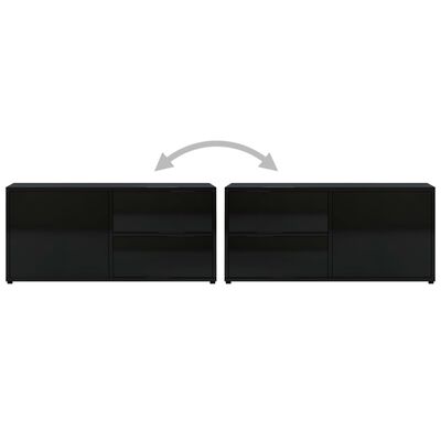 vidaXL TV skapītis, spīdīgi melns, 80x34x36 cm, skaidu plāksne