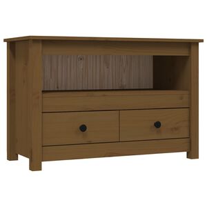 vidaXL TV skapītis, medus brūns, 79x35x52 cm, priedes masīvkoks