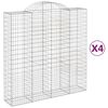 vidaXL arkveida gabiona grozi, 4 gb., 200x50x200/220cm, cinkota dzelzs