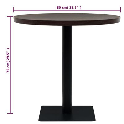 vidaXL bistro galds, 80x75cm, apaļš, MDF, tērauds, tumšpelēks