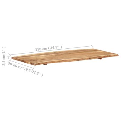 vidaXL galda virsma, akācijas masīvkoks, 118x(50-60)x2,5 cm