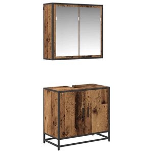 vidaXL Vannas istabas mēbeļu komplekts ar plauktu 2 pcs Vecs koks