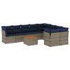vidaXL 10daļīgs dārza dīvāna komplekts ar matračiem pelēka rotangpalma