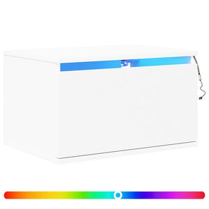 vidaXL sienas naktsskapītis ar LED apgaismojumu, balti
