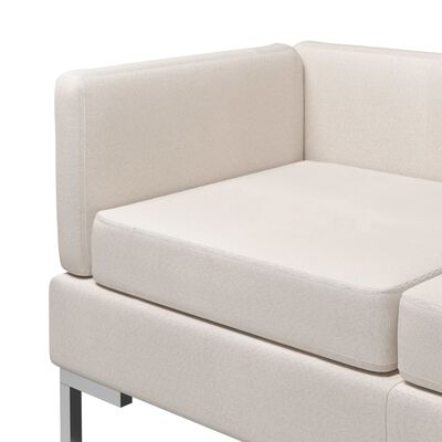 vidaXL sešdaļīgs dīvāna komplekts, krēmkrāsas audums