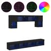 vidaXL TV sienas komplekti ar LED 6 pcs Melns ozolkoks