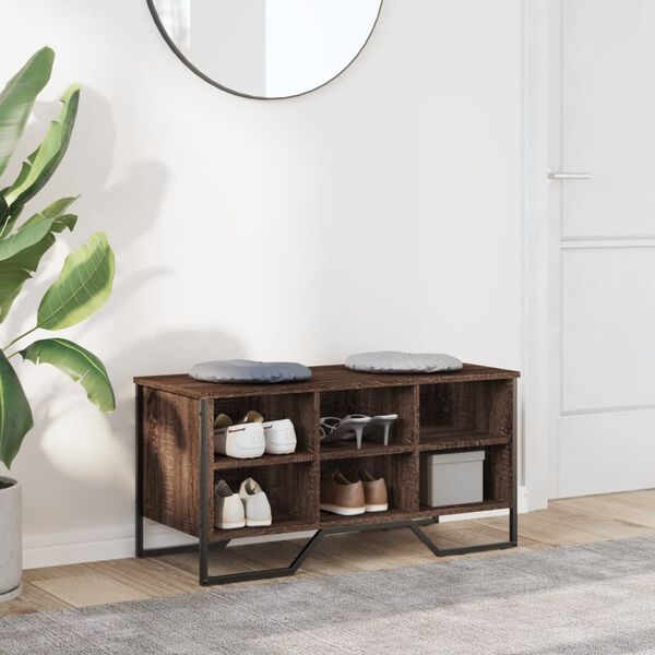 vidaXL apavu skapītis, brūna ozolkoka, 90x38x45,5cm, inženierijas koks