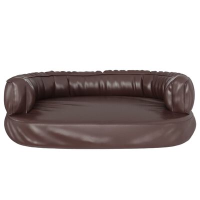 vidaXL ergonomiska suņu gulta, brūna, 60x42 cm, mākslīgā āda