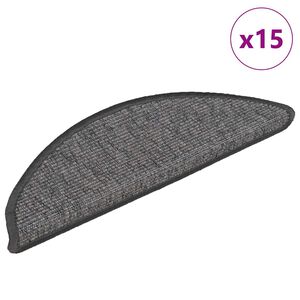vidaXL kāpņu paklājiņi, 15 gab., 56x17x3 cm, bē&scaron;i pelēki, pusapaļi
