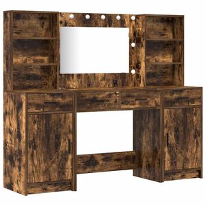 vidaXL Apģērba galda komplekts ar LED ar atvilktni 3 pcs Dūmaka ozols