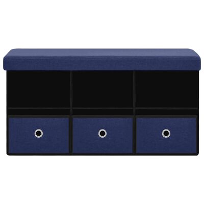 vidaXL soliņš ar kasti, zils, 76x38x38 cm, mākslīgais lins