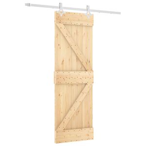 vidaXL Slīdo&scaron;ās durvis 70 x 210 cm Cieta priedes koks (neapstrādāts)