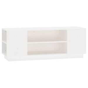 vidaXL TV plaukts, balts, 110x35x40,5 cm, priedes masīvkoks