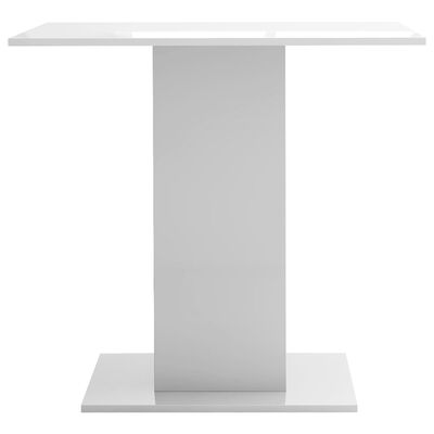 vidaXL virtuves galds, 80x80x75 cm, spīdīga balts, skaidu plāksne