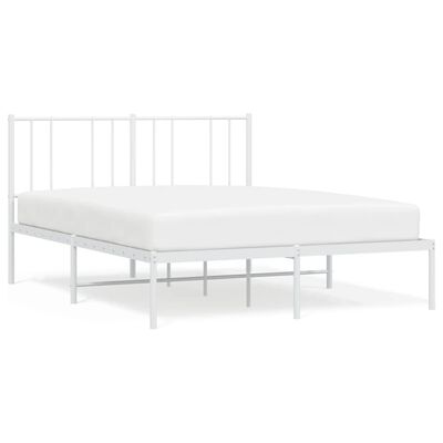 vidaXL gultas rāmis ar galvgali, balts metāls, 150x200 cm