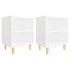 vidaXL naktsskapī&scaron;i ar koka kājām, 2 gab., balti, 40x30x50 cm
