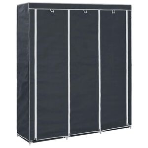vidaXL auduma skapis ar nodalījumiem un stieņiem, melns, 150x45x175 cm