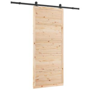 vidaXL Slīdo&scaron;ās durvis 100 x 208 cm Priedes masīvkoks Dabiska