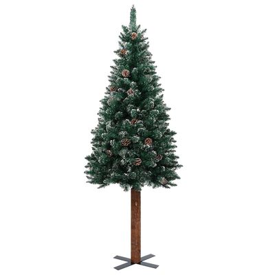 vidaXL Ziemassvētku egle, dabīgs koks un sniegs, zaļa, 180 cm