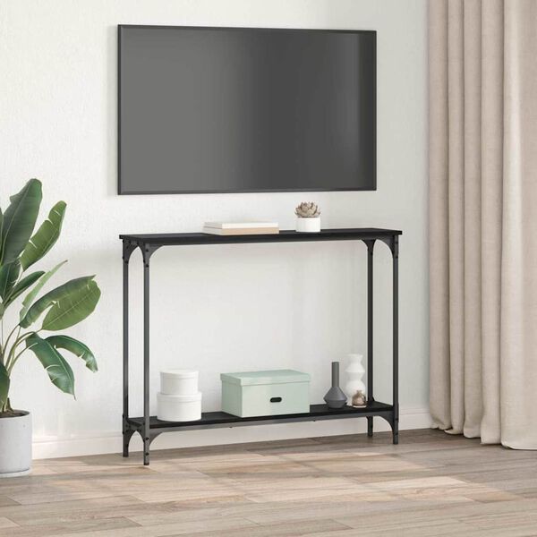 vidaXL Konsoles galds ar plauktu Melns ozolkoks 100 x 22,5 x 75 cm