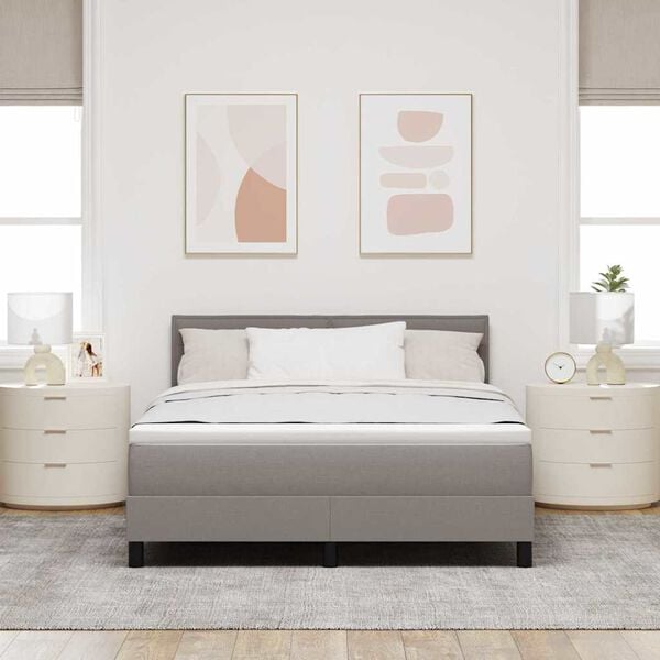 vidaXL Kastītes atsperu gulta Pelēkbrūna 140 x 200 cm audums