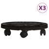vidaXL podu paliktņi ar riteņiem, 3 gab., &Oslash;30 cm, melni, 170 kg