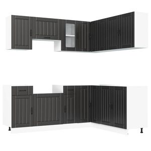vidaXL 11-daļīgs virtuves skapītis komplekts, Kalmar, melns