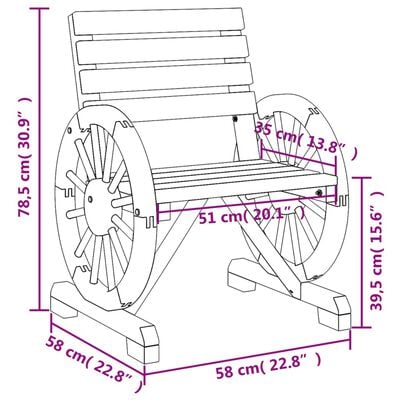 vidaXL dārza krēsli, 2 gab., 58x58x78,5 cm, egles masīvkoks