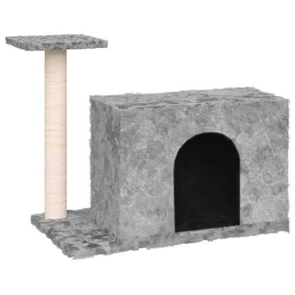 vidaXL kaķu māja ar sizala stabu nagu asināšanai, 51 cm, gaiši pelēka