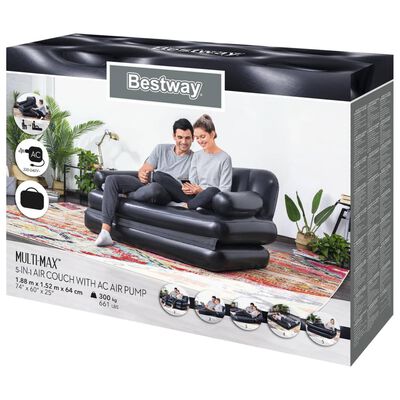 Bestway 5-vienā piepūšama dīvāngulta, divvietīga, 188x152x64 cm