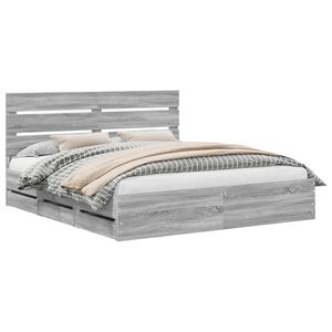 vidaXL Gultas rāmis Pelēks Sonoma 200 x 200 cm Inženieru koks