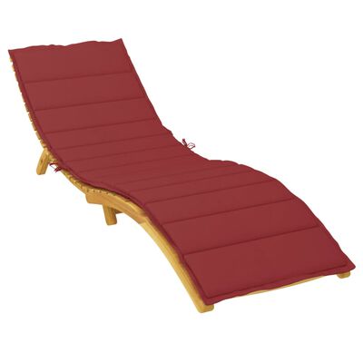 vidaXL sauļošanās krēsla matracis, 200x50x3 cm, audums, vīnsarkans