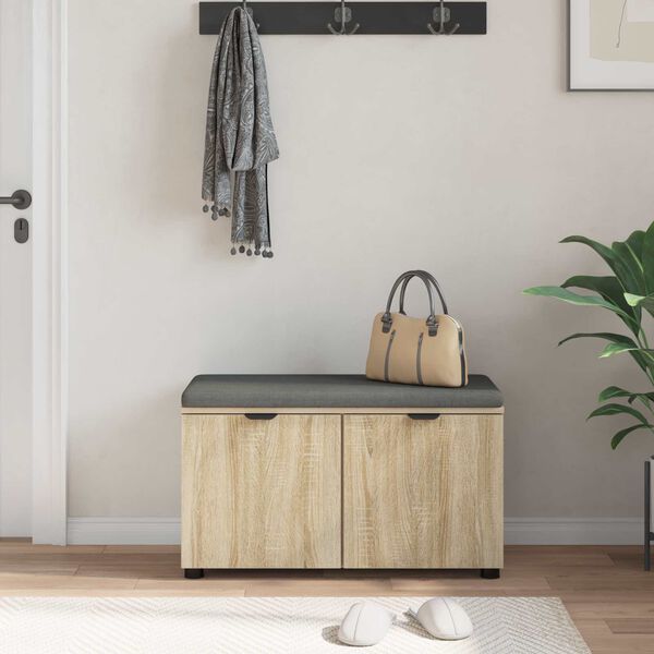 vidaXL Zāles sols ar spilvenu ar durvīm Sonoma ozols 80 x 46 x 46 cm