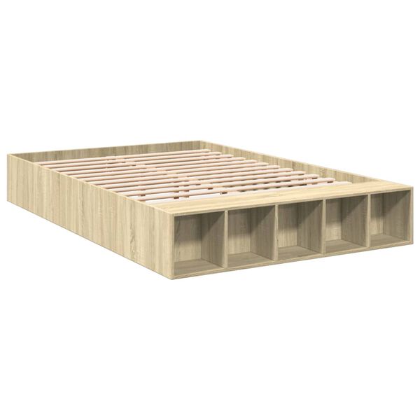 vidaXL gultas rāmis, ozolkoka krāsā, 160x200 cm, inženierijas koks