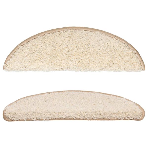 vidaXL kāpņu paklājiņi, 15 gab., 56x17x3 cm, krēmkrāsas, pusapaļi