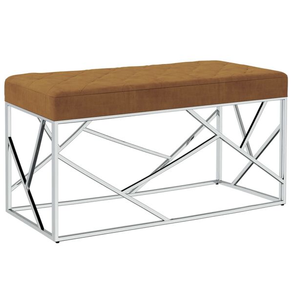 vidaXL sols, 97 cm, brūns samta audums un nerūsējo&scaron;s tērauds