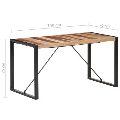 vidaXL virtuves galds, 140x70x75 cm, masīvkoks ar rožkoka apdari