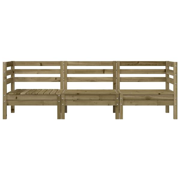 vidaXL trīsvietīgs dārza dīvāns, impregnēts priedes koks